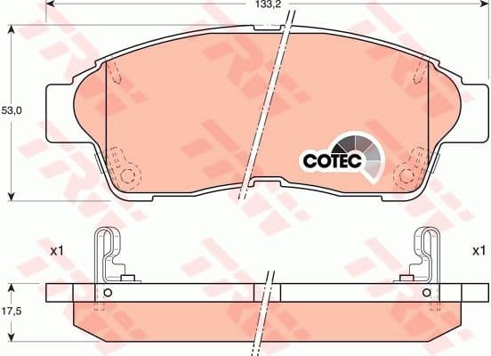 Brake Pad Set, disc brake COTEC GDB1143
