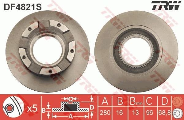 Brake disc, 1pcs REAR, Top Quality DF4821S