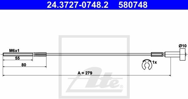 Cable Pull, parking brake 24.3727-0748.2
