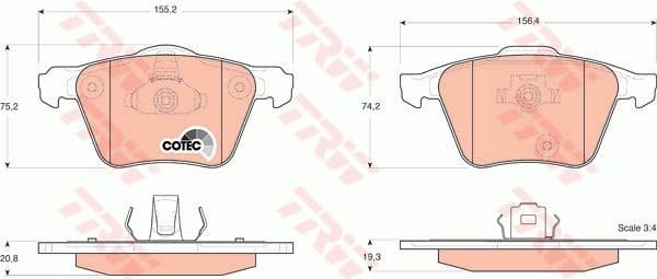 Brake pads front, Top Quality GDB1565