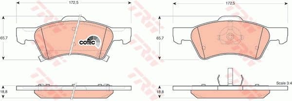 Brake Pad Set, disc brake COTEC GDB4129