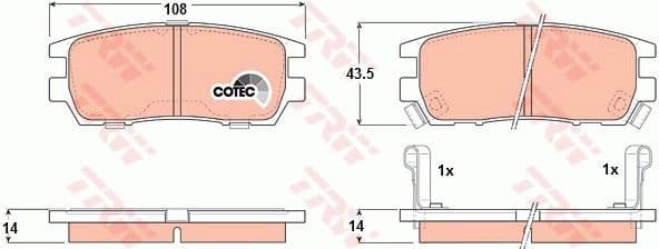 Brake Pad Set, disc brake COTEC GDB1127