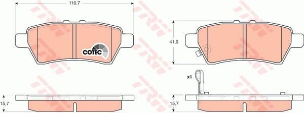 Brake Pad Set, disc brake COTEC GDB3405