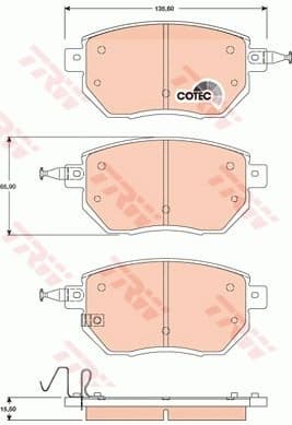 Brake Pad Set, disc brake COTEC GDB3416