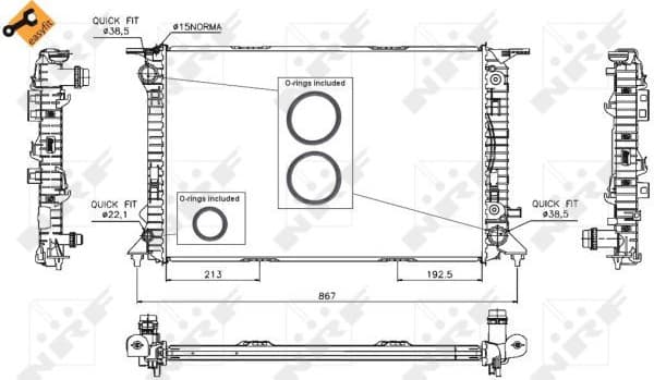 Radiator, engine cooling EASY FIT 53719