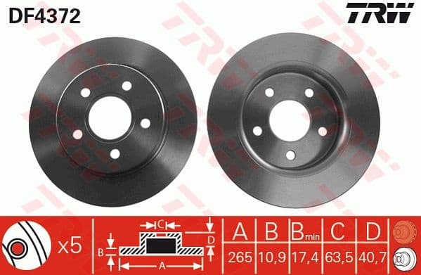 Brake discs kit rear, (2pcs), Top Quality DF4372 - image 4