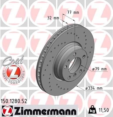 Brake disc, 1pcs FRONT 150.1280.52