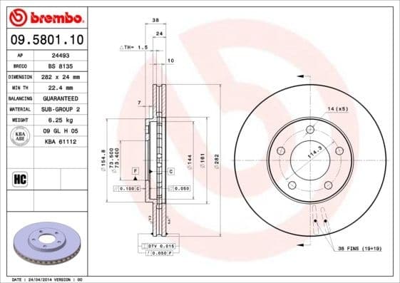 Brake Disc PRIME LINE 09.5801.10
