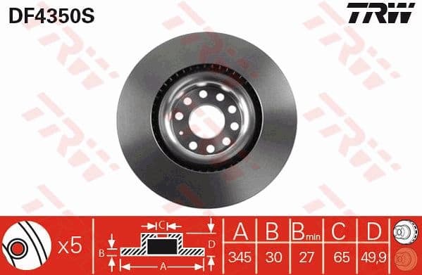 Brake Disc TRW SINGLE DF4350S
