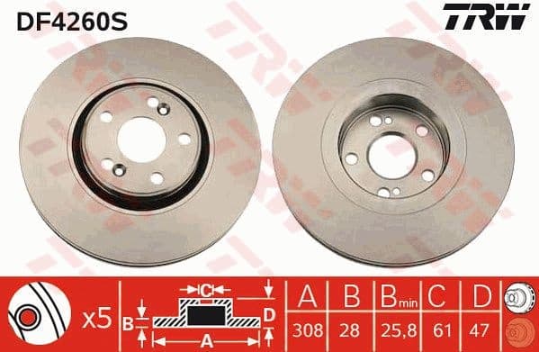 Brake Disc TRW SINGLE DF4260S