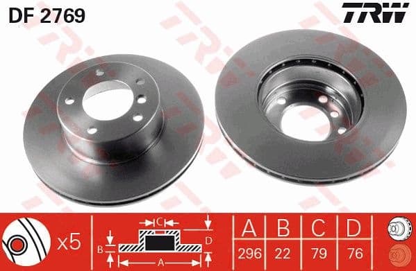 Brake discs kit front (2pcs), Top Quality DF2769 - image 4