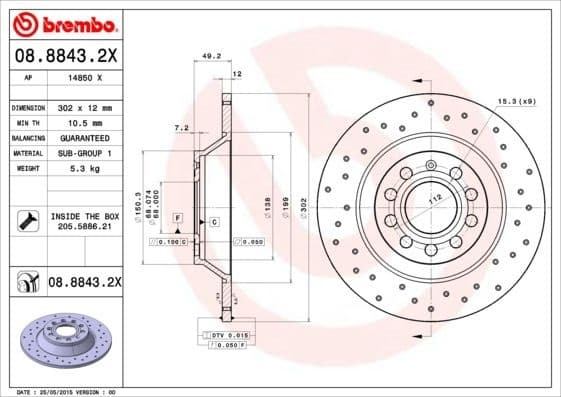 Brake Disc XTRA LINE - Xtra 08.8843.2X