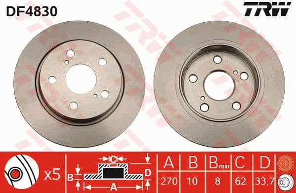 Brake discs kit rear, (2pcs), Top Quality DF4830