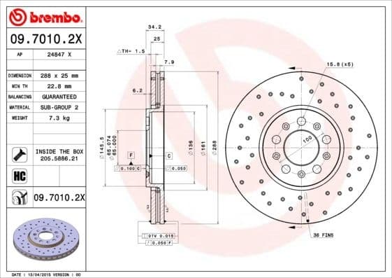 Brake Disc XTRA LINE - Xtra 09.7010.2X