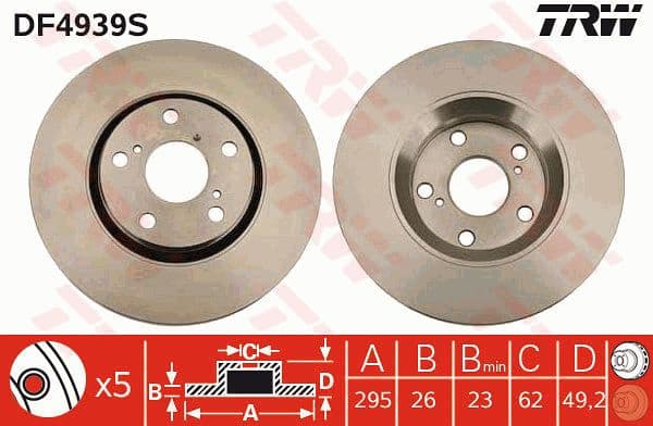 Brake disc, 1pcs FRONT, Top Quality DF4939S - image 4