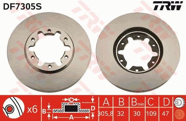 Brake Disc TRW SINGLE DF7305S
