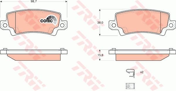 Brake pads rear, Top Quality GDB3289