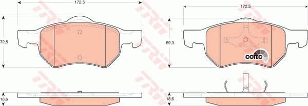 Brake Pad Set, disc brake COTEC GDB4128