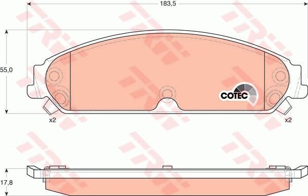 Brake Pad Set, disc brake COTEC GDB4134