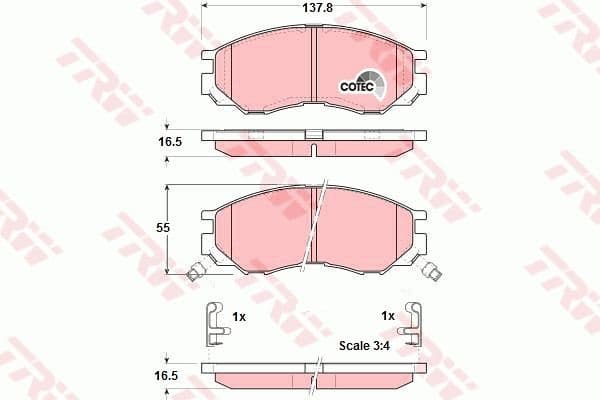 Brake Pad Set, disc brake COTEC GDB1286