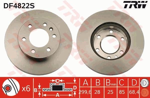 Brake disc, 1pcs FRONT, Top Quality DF4822S