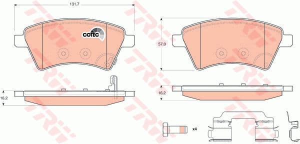 Brake Pad Set, disc brake COTEC GDB1673