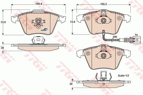 Brake Pad Set, disc brake COTEC GDB1616