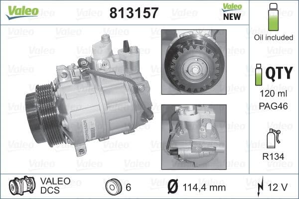 Compressor, air conditioning VALEO ORIGINS NEW OE TECHNOLOGY 813157