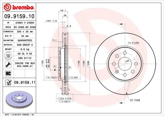 Brake Disc PRIME LINE - UV Coated 09.9159.11 - image 2