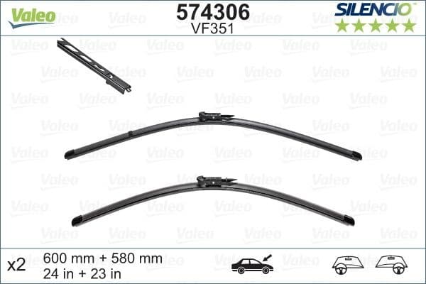 Wiper Blade SILENCIO FLAT BLADE SET 574306