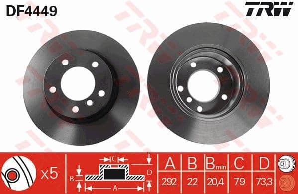 Brake discs kit front (2pcs), Top Quality DF4449 - image 4