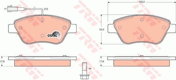 Brake Pad Set, disc brake COTEC GDB1482