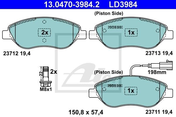 Brake Pad Set, disc brake ATE Ceramic 13.0470-3984.2 - image 2