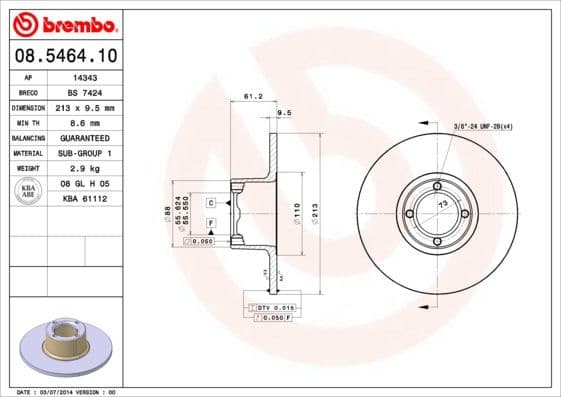 Brake Disc PRIME LINE 08.5464.10