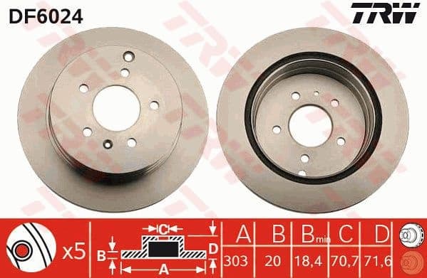 Brake discs kit rear, (2pcs), Top Quality DF6024 - image 4