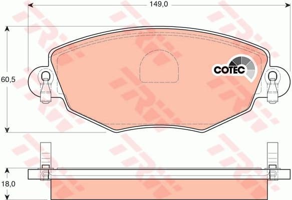 Brake Pad Set, disc brake COTEC GDB1434
