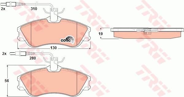 Brake Pad Set, disc brake COTEC GDB1260
