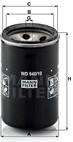 Filter, operating hydraulics WD940/10