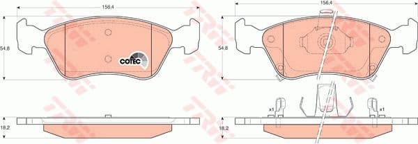 Brake Pad Set, disc brake COTEC GDB3163