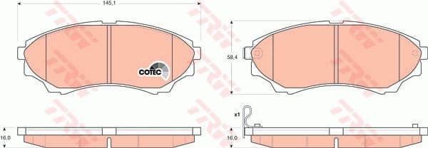 Brake Pad Set, disc brake COTEC GDB3403