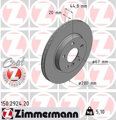 Brake Disc COAT Z 150.2924.20