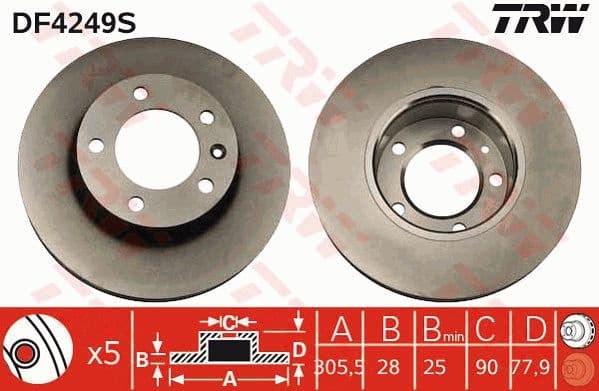 Brake disc, 1pcs FRONT, Top Quality DF4249S - image 4