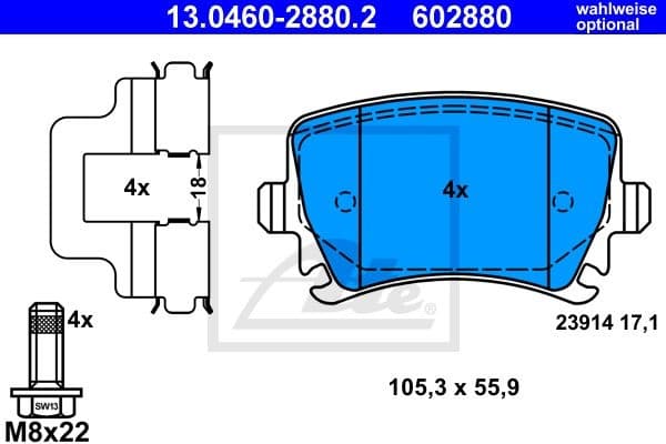 Brake Pad Set, disc brake 13.0460-2880.2 - image 2