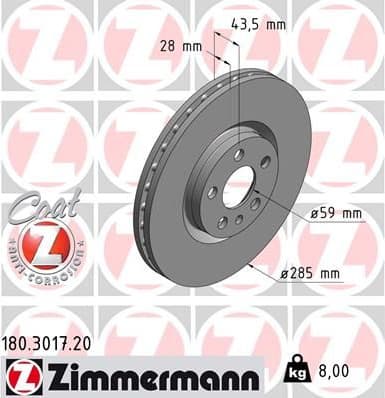 Brake Disc COAT Z 180.3017.20