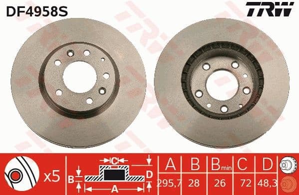 Brake Disc TRW SINGLE DF4958S