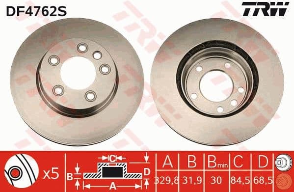 Brake Disc TRW SINGLE DF4762S