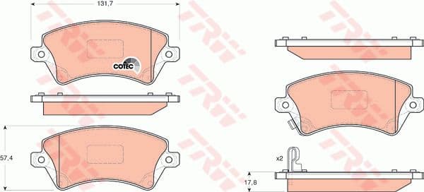 Brake Pad Set, disc brake COTEC GDB3288
