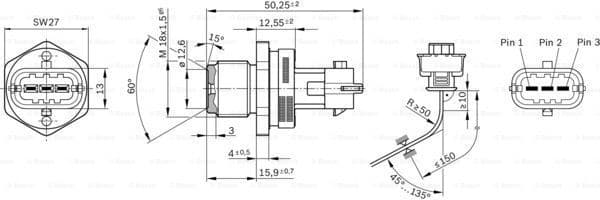 Sensor, fuel pressure 0281002937 - image 2