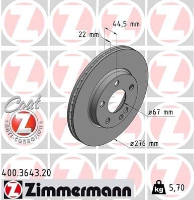 Brake Disc COAT Z 400.3643.20