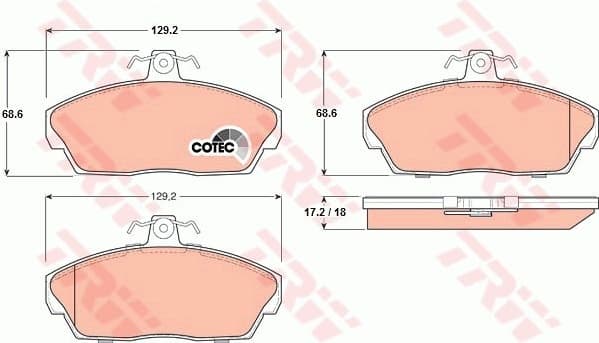 Brake Pad Set, disc brake COTEC GDB1319
